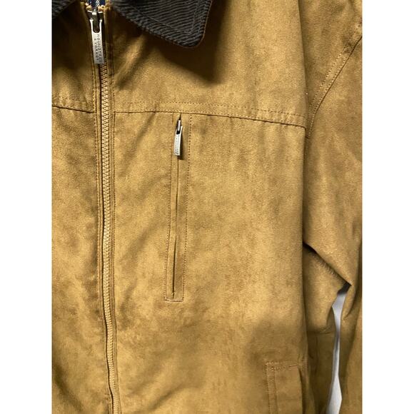 Round Tree & York Jacket Coat Faux Leather L Men's Zip Up Flannel Lined - Picture 5 of 11